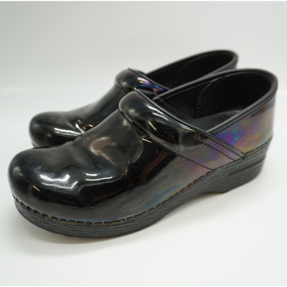 Dansko Professional Clogs Black Oil Slick Iridescent Patent Leather EU 38
